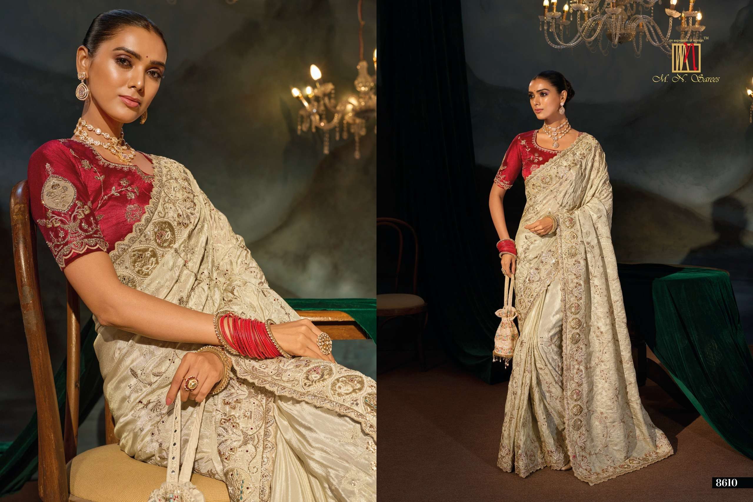 M N 8600 Series 8601 To 8613 the Royal and classic Heritage Collection saree wholesale in surat